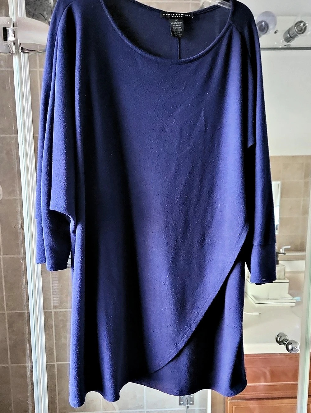 Grace Elements Blue Asymmetric Long Sleeve Tunic Size 1X